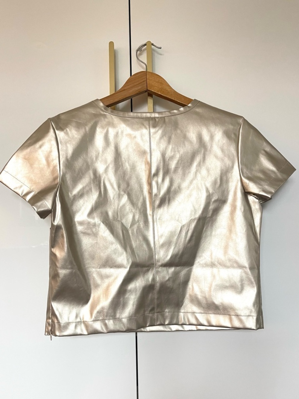 Anthropologie Porridge Collin Faux-Leather Short-Sleeve Top Small NWT - Picture 3 of 5